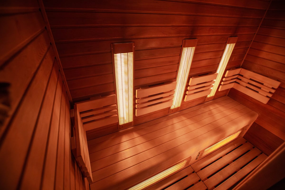 Modern infrared sauna cabin in a wellness studio
